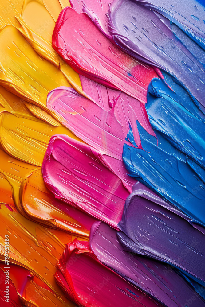 Poster a vibrant abstract work with looping vector strokes in a rainbow of colors, creating a sense of joy 