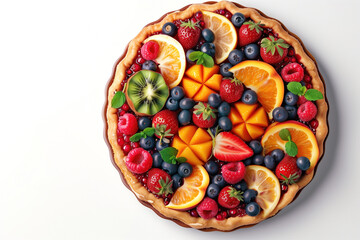 Fruit and berry tart top view