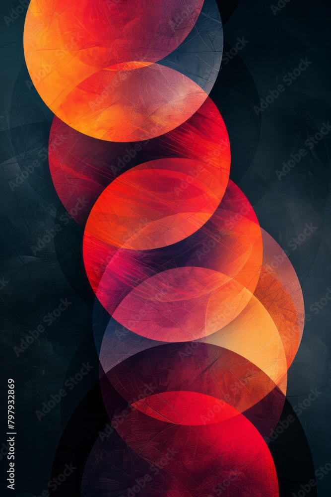 Poster Craft a vector image that uses overlapping transparent circles, creating a dynamic sense of movement and depth,
