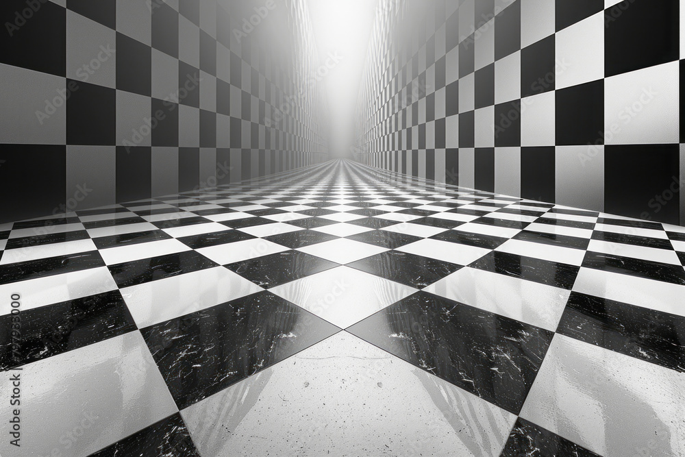 Aufkleber Illustrate a vector image where straight parallel lines appear to bend due to strategically placed distorted squares,