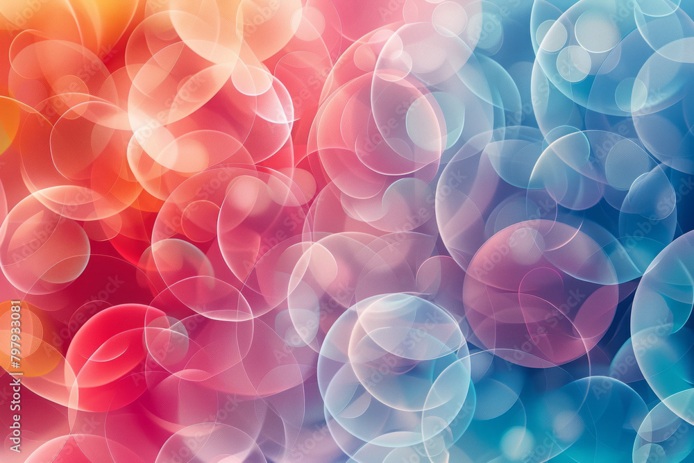 Poster generate a vector illusion that uses color contrasts to make flat circles appear as spherical bubble