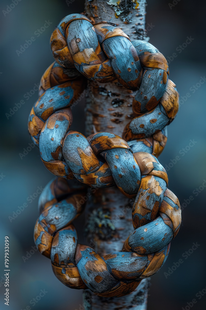 Fototapete Create a vector design with interlocking rings that appear to be woven together, adding depth through layering,