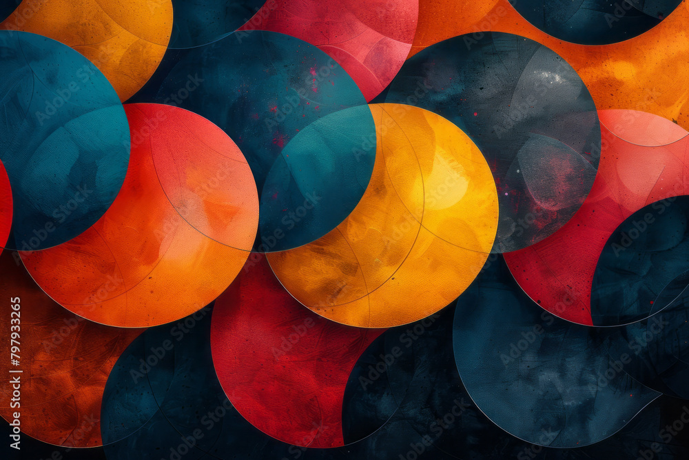 Fototapete Design a vector pattern where overlapping shapes create new visual narratives depending on viewer focus,