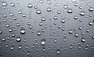 Water droplets on a gray background