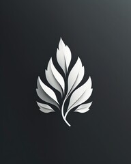 A minimal and elegant white leaf logo. The leaf should be simple and have a modern look. The logo should be suitable for a company that sells eco-friendly products.