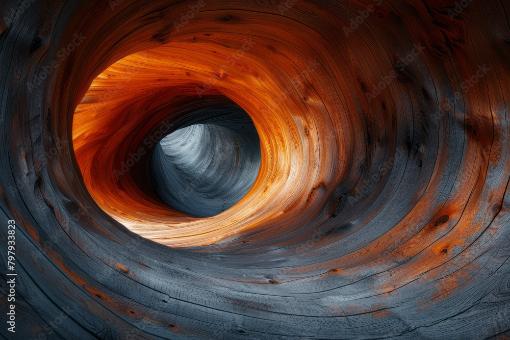 Poster a swirling vortex design that draws the viewerâ€™s eye inward to a vanishing point,