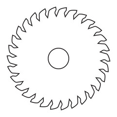 Saw blade line icon. Cutter line icon, silhouette, vector. Circular saw blade isolated on white background. Saw Wheel icon design. Vector illustration