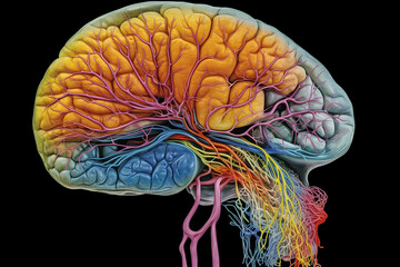 Illustrative image showcasing the intricate network of brain vasculature