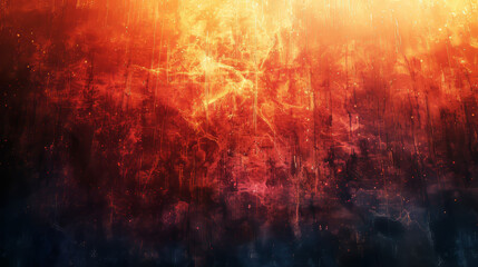 A red and orange background with a black and blue foreground