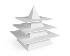 Triangle Shape Empty Product Display. Supermarket Promotional Display Rack. 3D Rendered.