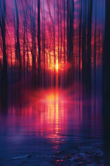 An artistic interpretation of a sunset, where stripes blend seamlessly from warm oranges to dusky purples,