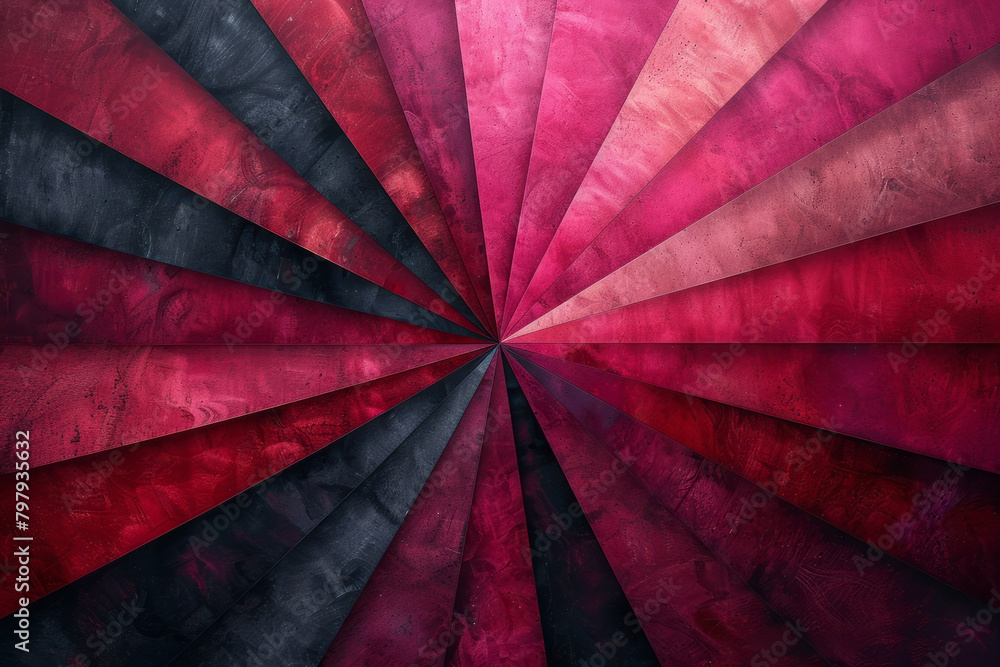 Poster a sophisticated design with velvet-textured stripes in a kaleidoscope, transitioning from burgundy t