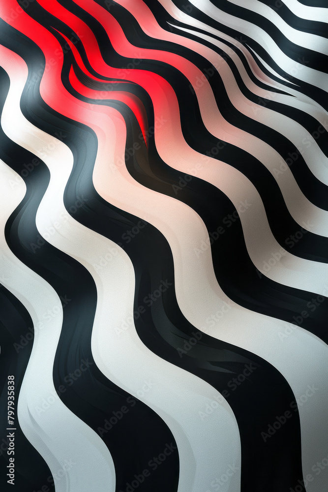 Aufkleber A visual design with zigzagging stripes that distort the perception of a flat plane, making it seem wavy,