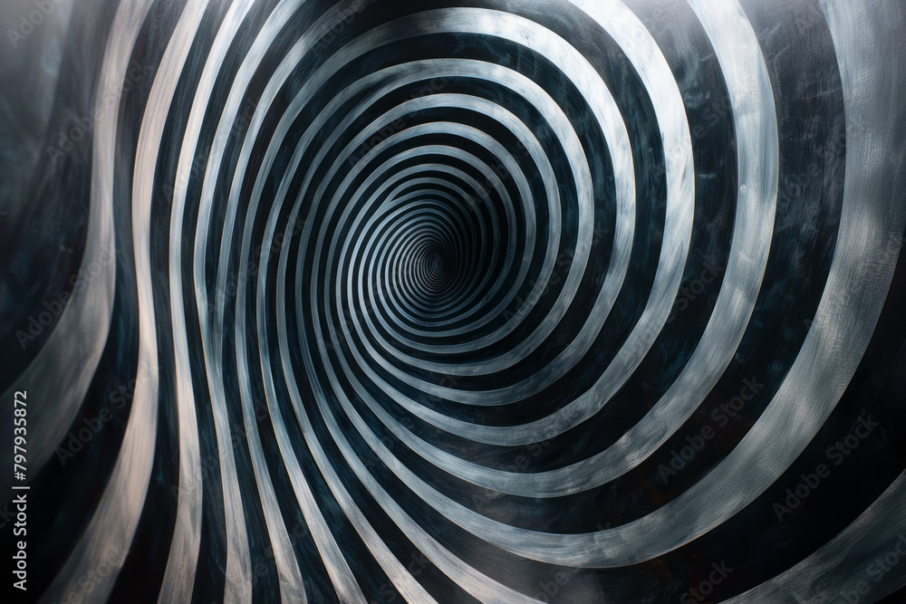 Aufkleber A canvas where concentric striped circles create the illusion of a spiraling vortex,
