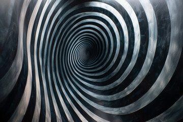 A canvas where concentric striped circles create the illusion of a spiraling vortex,