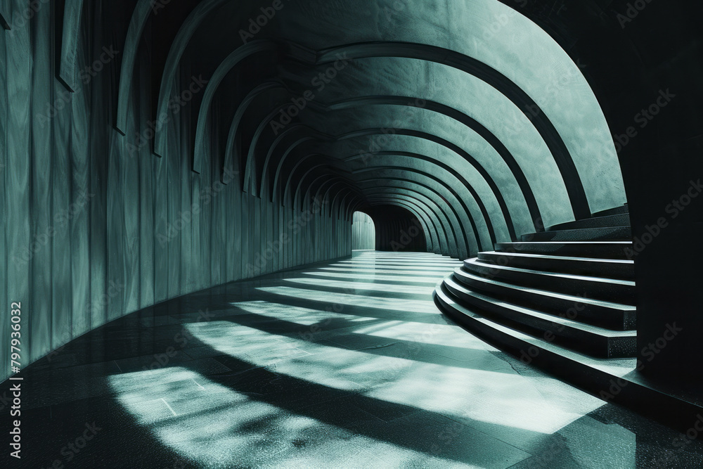 Fototapete an artwork where overlapping stripes of varying widths create a sense of movement and rhythm,