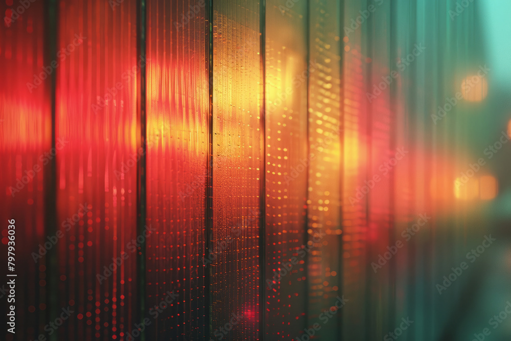 Poster an abstract piece with gradients within stripes that fade and intensify, altering spatial perception