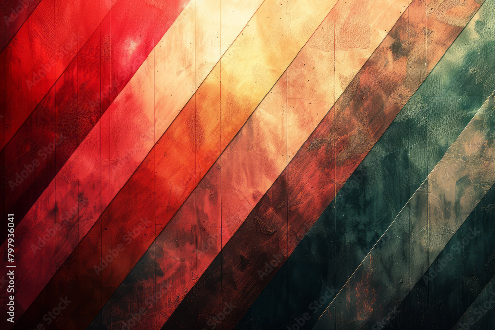 Poster a design where stripes appear to overlap and weave through each other, creating complex layers,