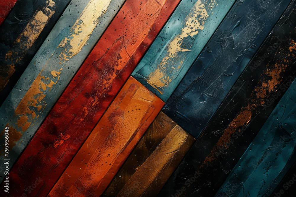 Poster a design where stripes appear to overlap and weave through each other, creating complex layers,
