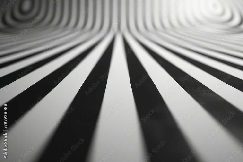 Poster a visual trick with stripes that seem to stretch and shrink, manipulating the perception of object s