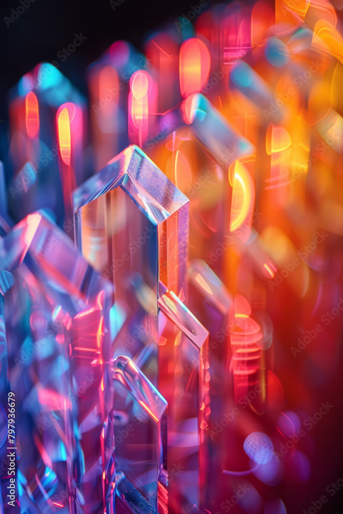 Aufkleber a dynamic design with sharp zigzag stripes in neon colors against a dark background, highlighting en