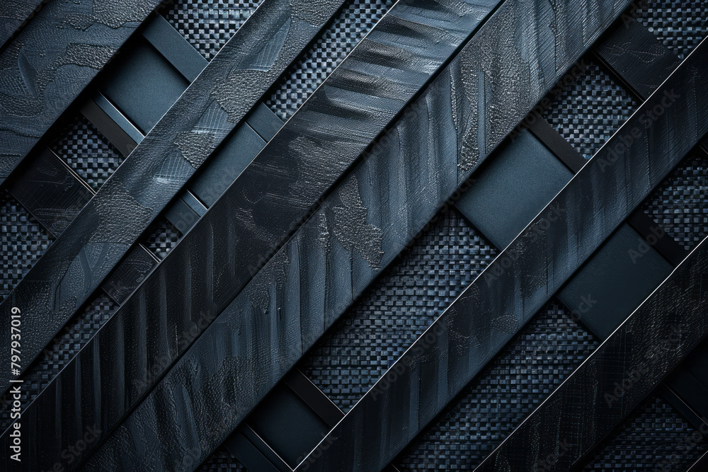 Poster a stylish pattern with alternating matte black and glossy black stripes, creating a subtle texture c