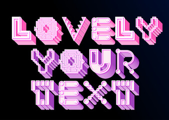 Text 3D text changeable pop pink
