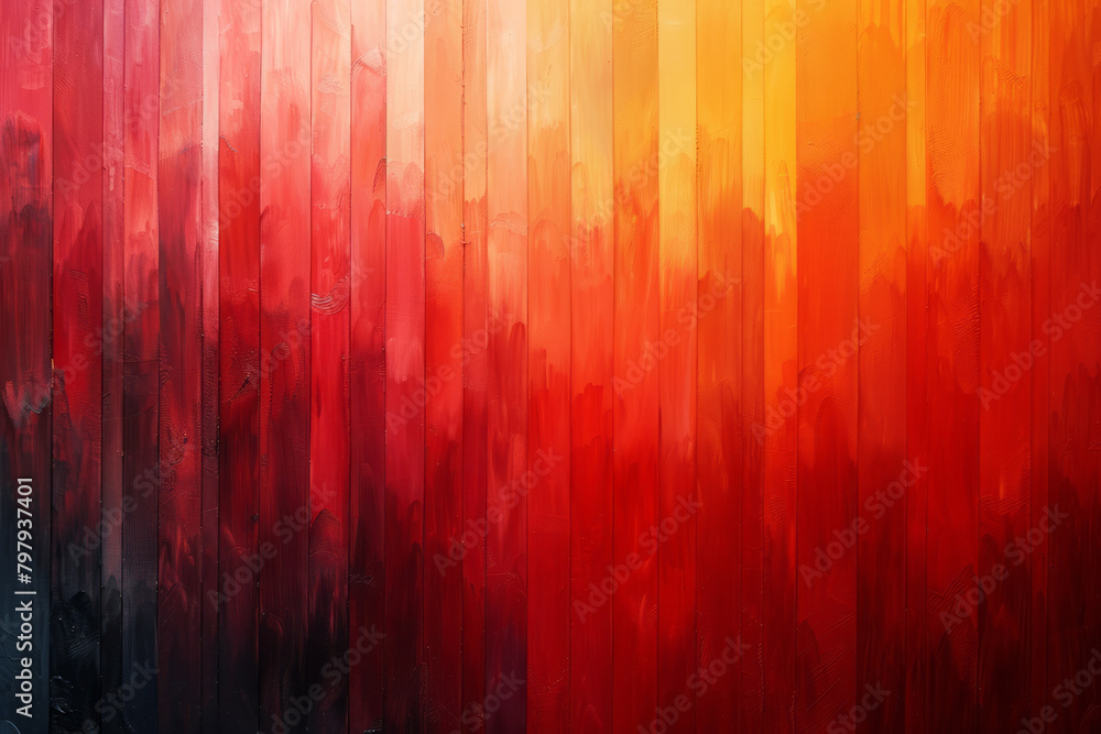 Poster a vertical stripe design featuring a fiery gradient from bright orange to deep red, mimicking a suns