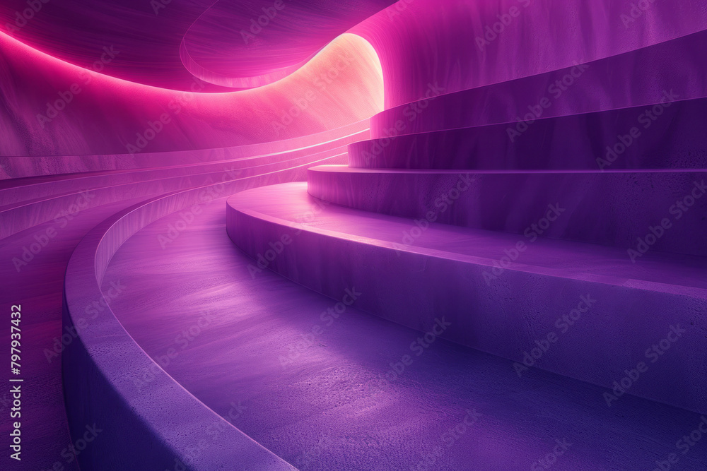 Poster a curved stripe design where a deep violet fades into a soft lavender, creating a calming twilight e