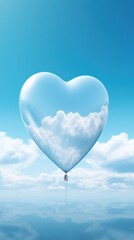 Fototapeta premium A heart made of glass balloon sky transparent.