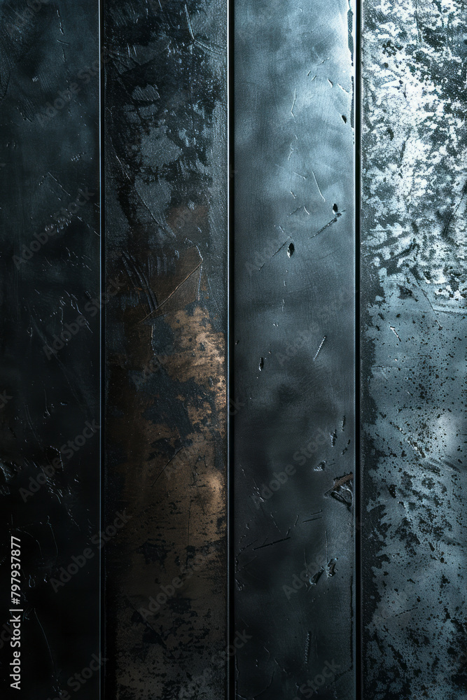 Poster a sleek stripe design where an intense charcoal gray merges into a metallic silver, reflecting a mod