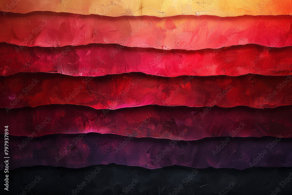 Poster an artistic stripe pattern with a sunset red gradually turning into a dark maroon, inspired by late 