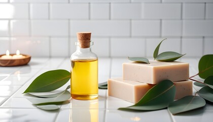 spa still life with soap and towel