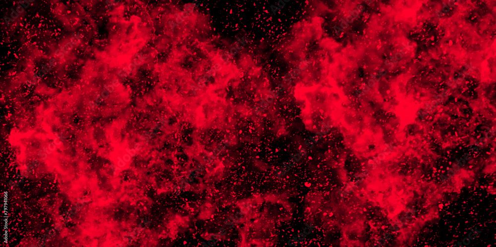 Fototapete Abstract dynamic particles with soft Red clouds on dark background. Defocused Lights and Dust Particles. Watercolor wash aqua painted texture grungy design.	