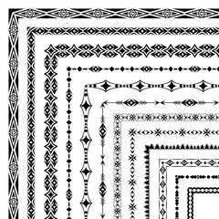 Vector set of corner brushes with elegant geometric patterns