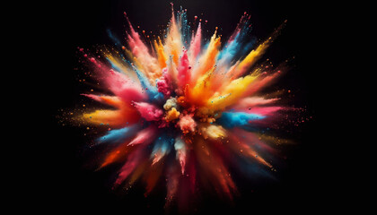  Powder Paint -Explodes & bursts into ife with Energy and Power-and Rainbow colours-black background
