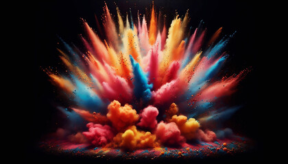  Powder Paint -Explodes & bursts into ife with Energy and Power-and Rainbow colours-black background