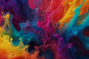 Pattern of bright festive explosion. Abstract colorful background, Splash of color paint, burst of multicolored powder or watercolor, Concept of spectrum, water