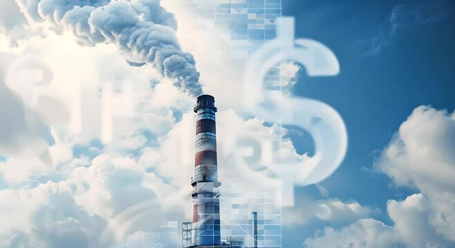 Dollar signs floating in cloudy sky, conceptual image for finance, wealth or money themes,Carbon Tax Concept