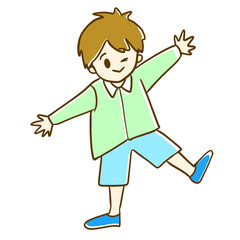 笑顔で両手を広げる男の子のイラスト