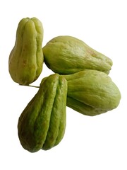 The chayote (Sechium edule) is a vegetable native to south america.Isolated on white background.