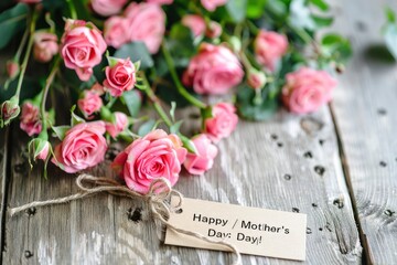 Mother's day greeting card. with roses.