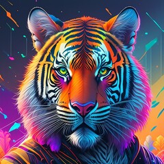 Cool tiger with colors