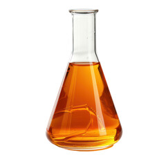 Conical flask with liquid  isolate on transparent png.
