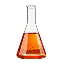 Conical flask with liquid  isolate on transparent png.
