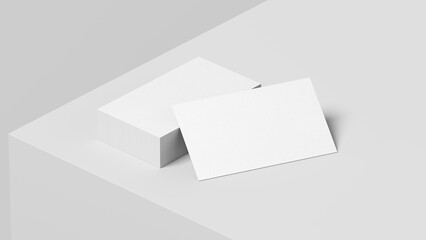 Business card mockup. White color. 3.5 x 2 in. 89 x 51 mm. 3d illustration.