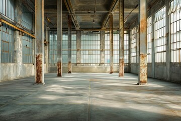Empty scene of factory old deterioration architecture.