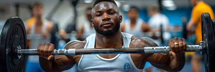 Gym Focus: Man in Intense Bench Press Training