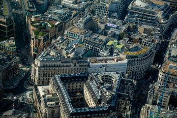 Aerial view over London's architecture 