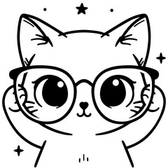 a cute nerdy cat wearing oversized glasses